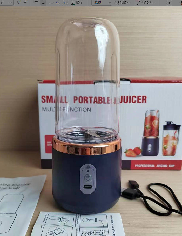 6-Blade Portable Blender – USB Rechargeable Mini Juicer Cup for Smoothies & Ice Crushing