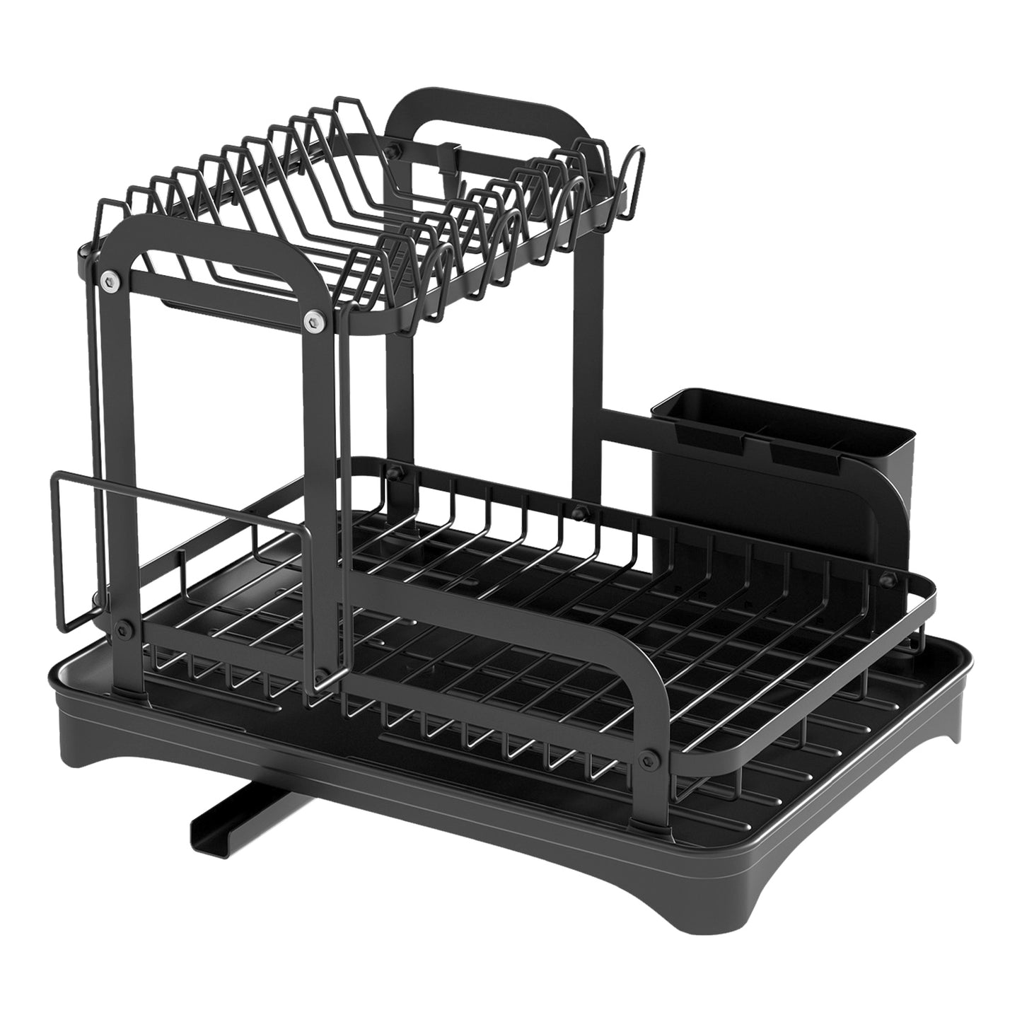 2-Tier Dish Drying Rack with Utensil Holder & Drainboard for Kitchen Counter