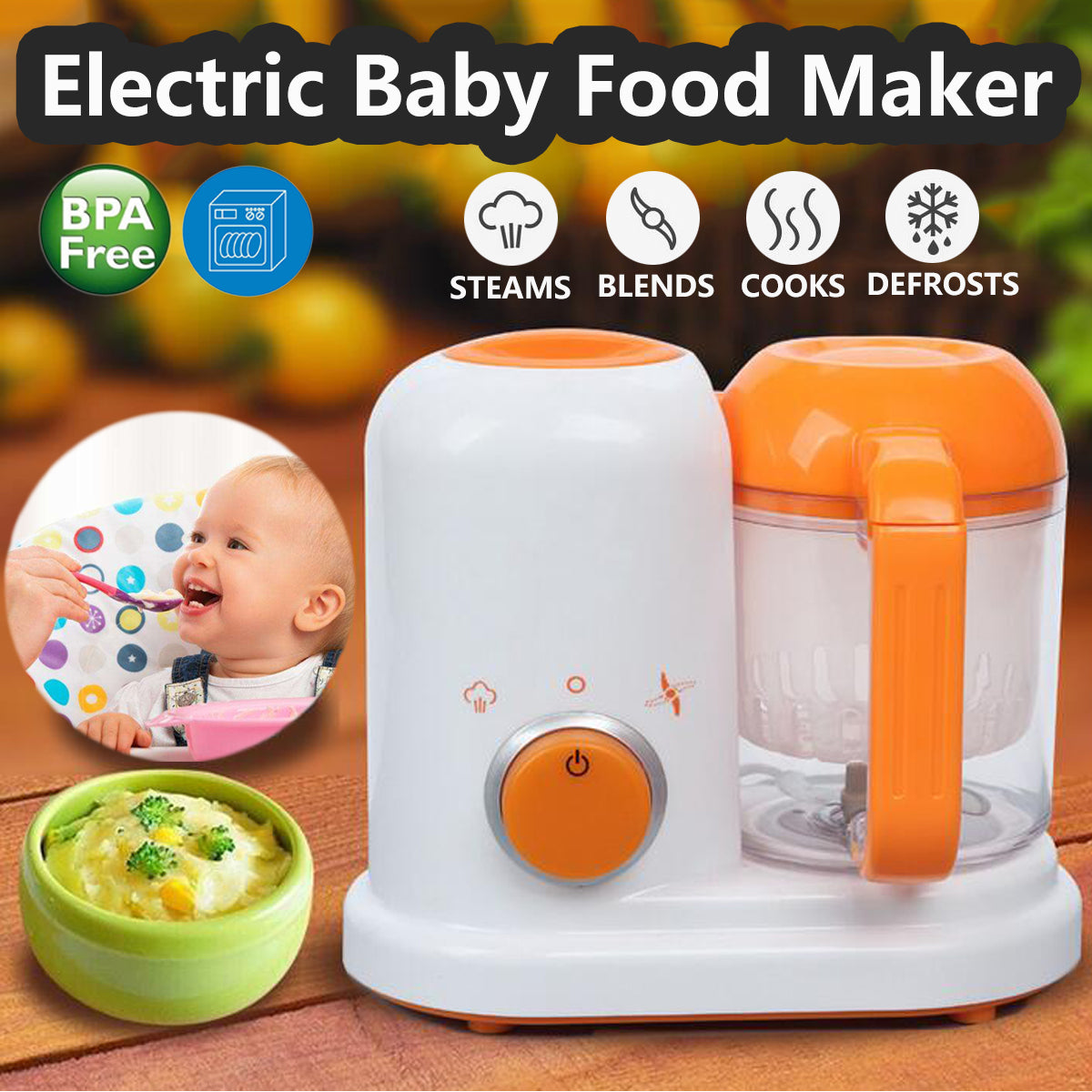 Smart 5-in-1 Baby Food Processor & Milk Warmer – Automatic Cooking Blender with Steamer and Constant Temperature Bottle Heater