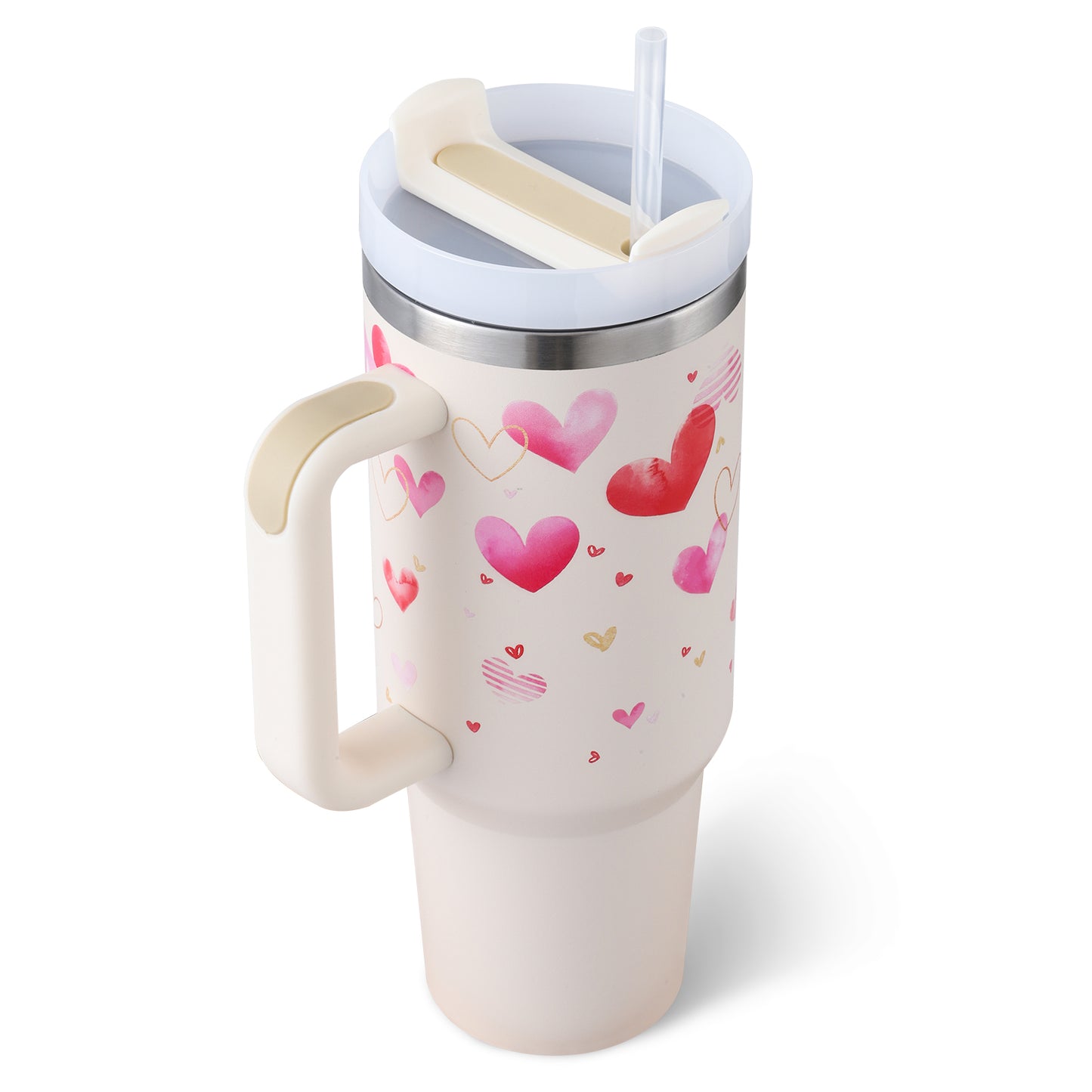 40 Oz Insulated Tumbler with Handle and Straw - Stainless Steel Leak-Proof Travel Mug