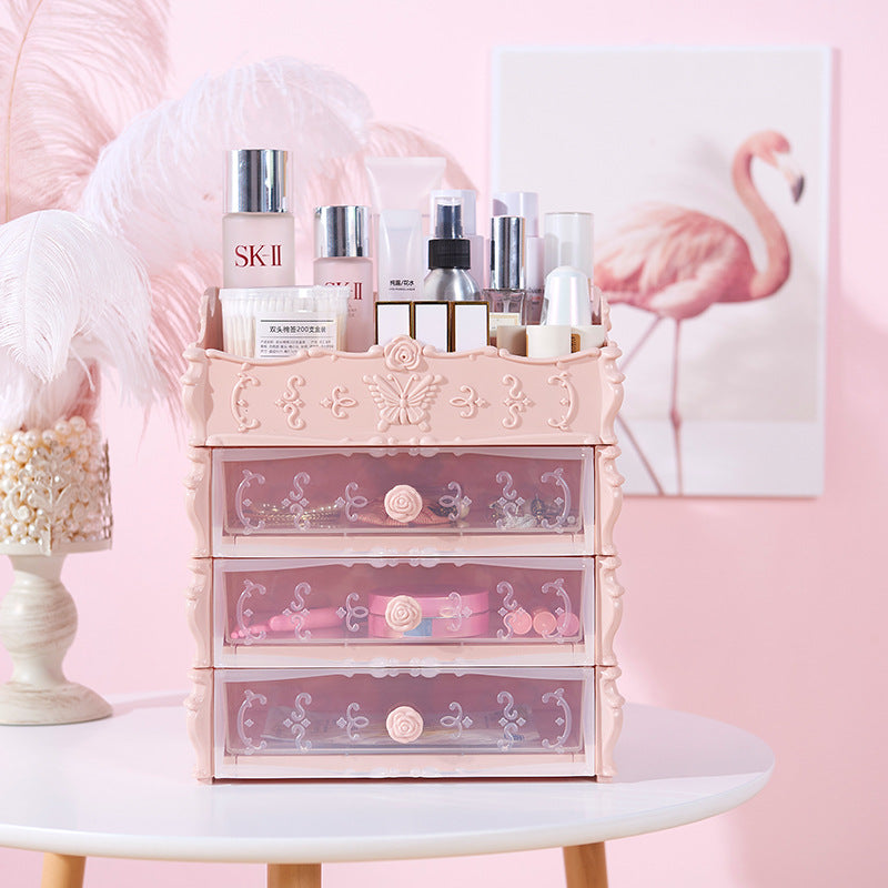 Transparent Makeup Organizer & Cosmetic Storage Box - Large Capacity Jewelry Drawers, Lipstick Holder, and Desktop Beauty Display
