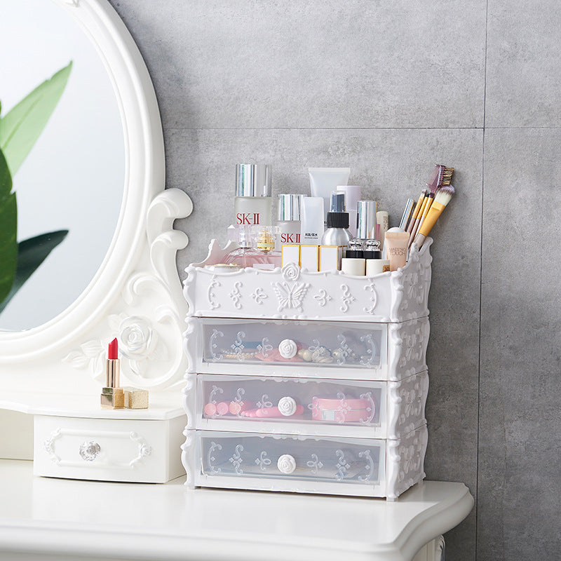 Transparent Makeup Organizer & Cosmetic Storage Box - Large Capacity Jewelry Drawers, Lipstick Holder, and Desktop Beauty Display