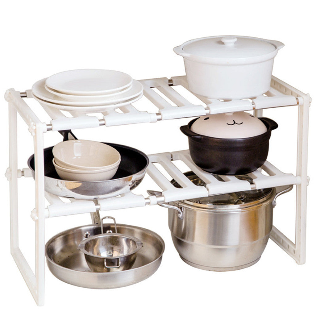 Under Sink 2-Tier Expandable Shelf Organizer for Kitchen Cabinet Space Saving Storage Rack