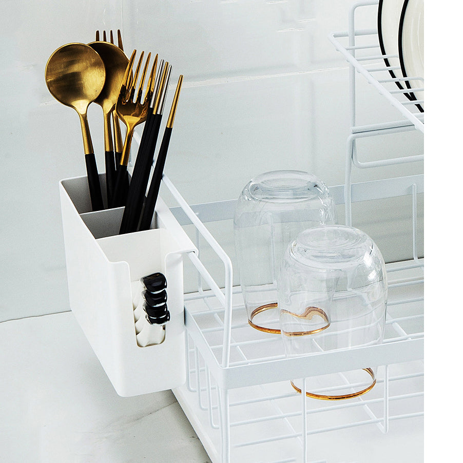 Double Tier Metal Dish Drying Rack – Kitchen Sink Organizer & Space-Saving Storage