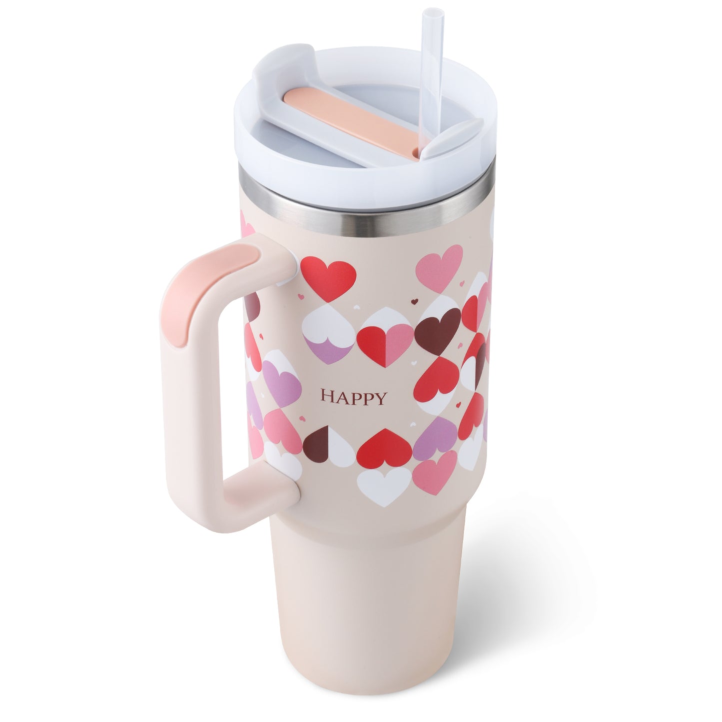 40 Oz Insulated Tumbler with Handle and Straw - Stainless Steel Leak-Proof Travel Mug