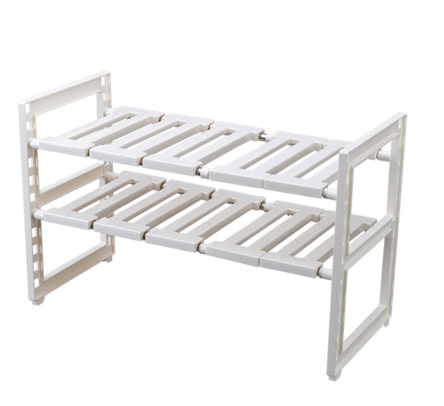 Under Sink 2-Tier Expandable Shelf Organizer for Kitchen Cabinet Space Saving Storage Rack