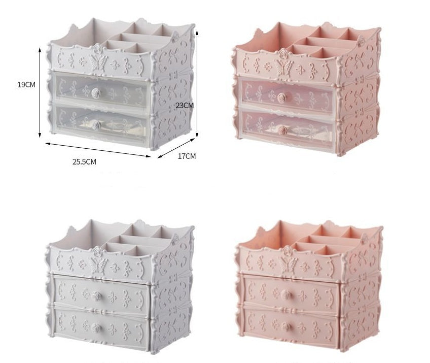 Transparent Makeup Organizer & Cosmetic Storage Box - Large Capacity Jewelry Drawers, Lipstick Holder, and Desktop Beauty Display