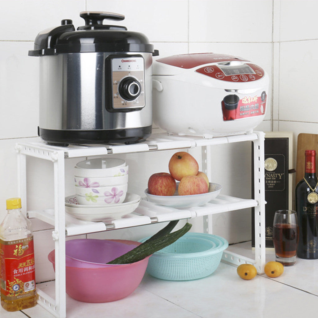 Under Sink 2-Tier Expandable Shelf Organizer for Kitchen Cabinet Space Saving Storage Rack