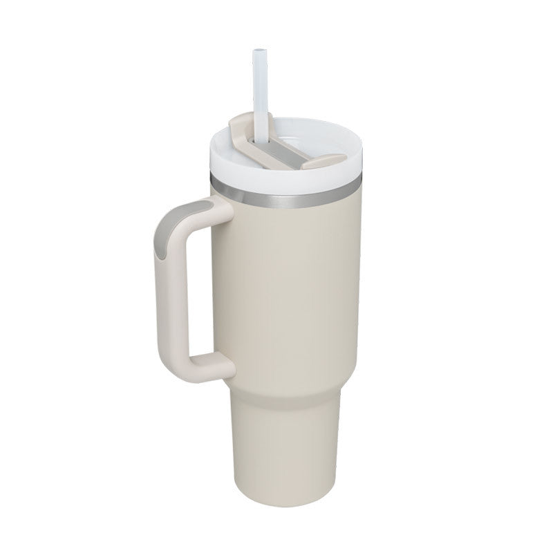 40 Oz Insulated Tumbler with Handle and Straw - Stainless Steel Leak-Proof Travel Mug