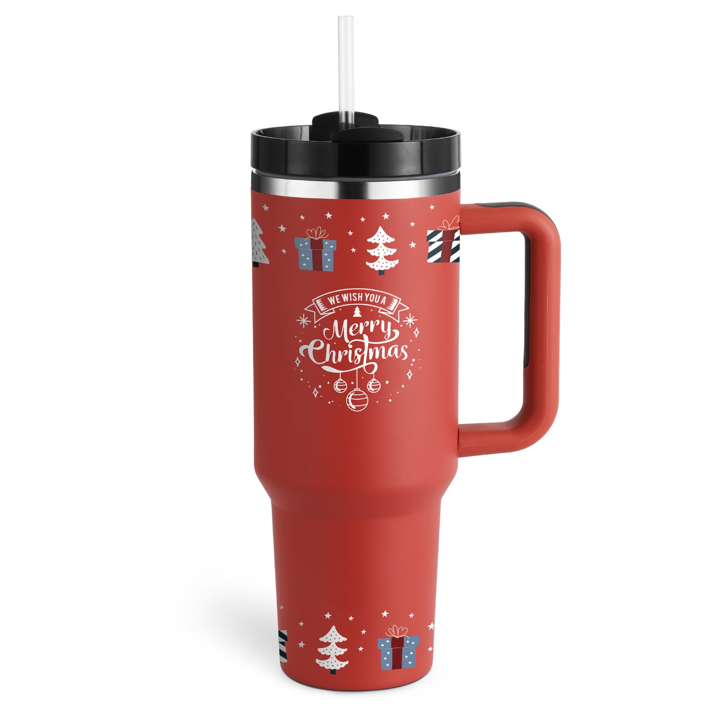 40 Oz Insulated Tumbler with Handle and Straw - Stainless Steel Leak-Proof Travel Mug