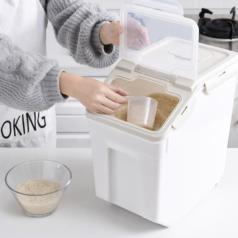 Large Capacity Moistureproof Food Storage Bucket - Airtight Grain Container and Sealed Kitchen Storage Box