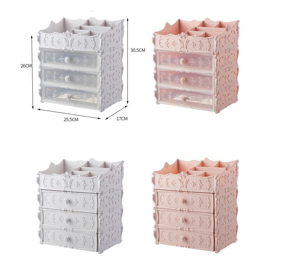 Transparent Makeup Organizer & Cosmetic Storage Box - Large Capacity Jewelry Drawers, Lipstick Holder, and Desktop Beauty Display