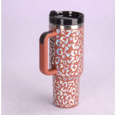 40 Oz Insulated Tumbler with Handle and Straw - Stainless Steel Leak-Proof Travel Mug