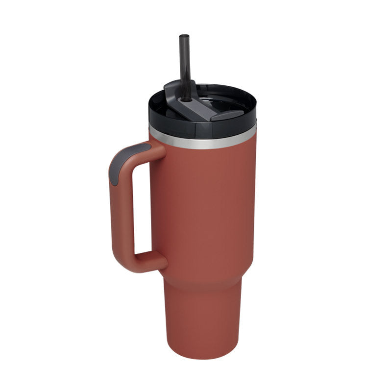 40 Oz Insulated Tumbler with Handle and Straw - Stainless Steel Leak-Proof Travel Mug
