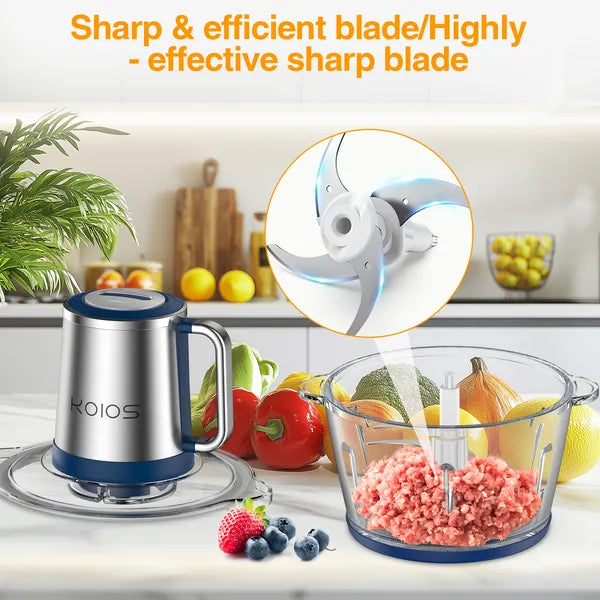 KOIOS Electric Food Chopper & Processor – 2L Glass Bowl Meat Grinder for Vegetables, Fruits & Nuts