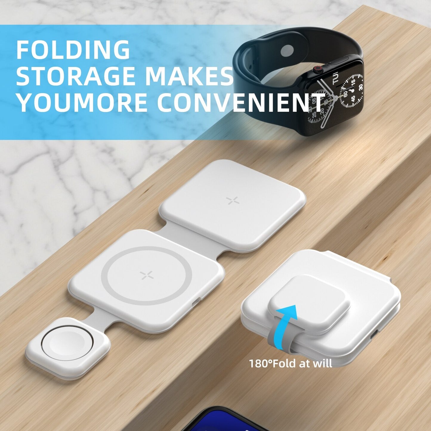 3-in-1 Magnetic Foldable Wireless Charger Charging Station Multi-device Folding Cell Phone Wireless Charger Gadgets