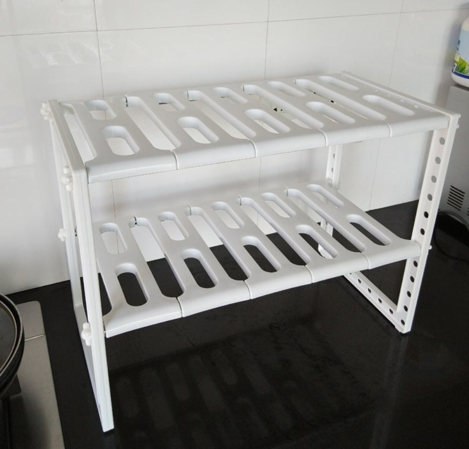 Under Sink 2-Tier Expandable Shelf Organizer for Kitchen Cabinet Space Saving Storage Rack