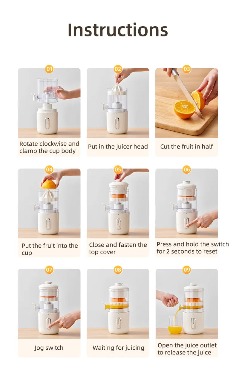 Multifunctional Wireless Electric Juicer – Portable USB Mini Citrus Blender for Orange & Lemon