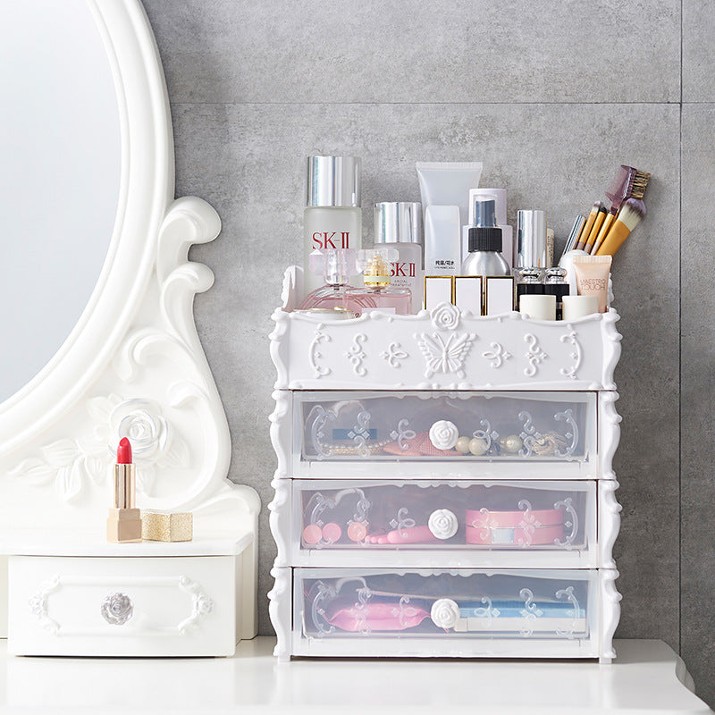 Transparent Makeup Organizer & Cosmetic Storage Box - Large Capacity Jewelry Drawers, Lipstick Holder, and Desktop Beauty Display