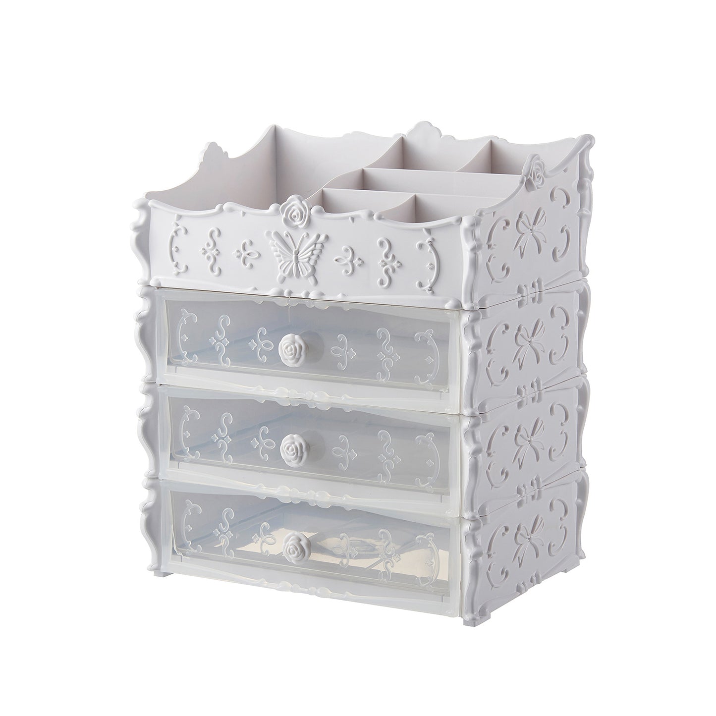 Transparent Makeup Organizer & Cosmetic Storage Box - Large Capacity Jewelry Drawers, Lipstick Holder, and Desktop Beauty Display