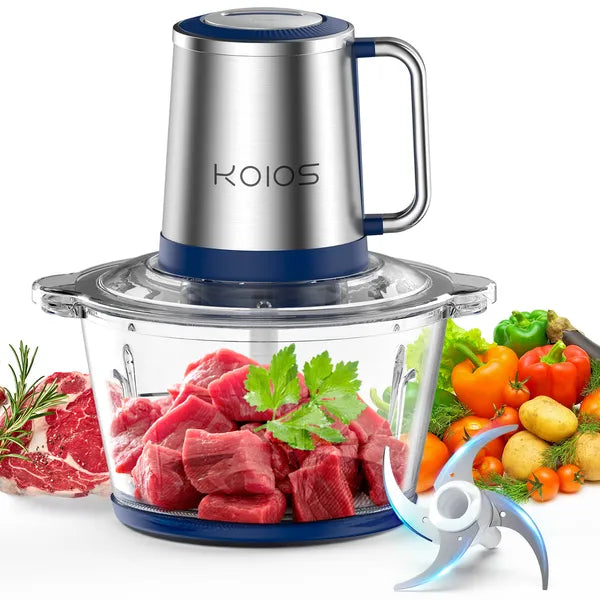 KOIOS Electric Food Chopper & Processor – 2L Glass Bowl Meat Grinder for Vegetables, Fruits & Nuts