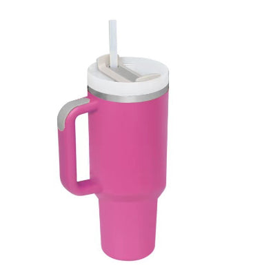 40 Oz Insulated Tumbler with Handle and Straw - Stainless Steel Leak-Proof Travel Mug
