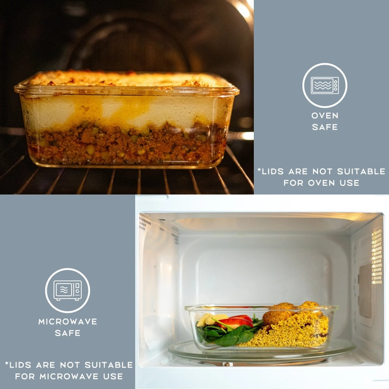 5-Piece Glass Food Storage Containers with Airtight Lids - Leak-Proof Glass Meal Prep Set for Kitchen & Fridge