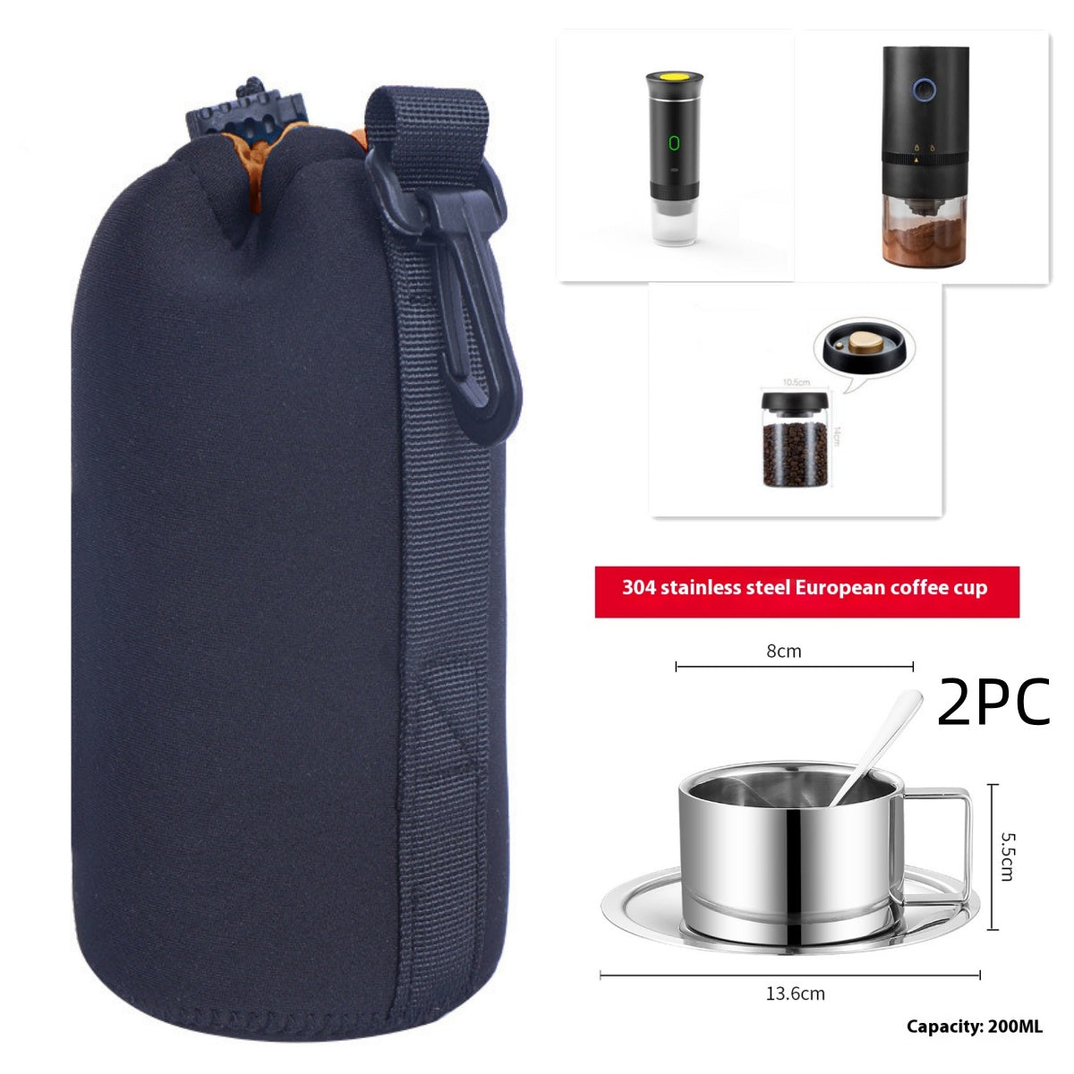 3-in-1 Portable Espresso Coffee Maker – Electric Grinder & Capsule Coffee Machine for Travel & Kitchen Use