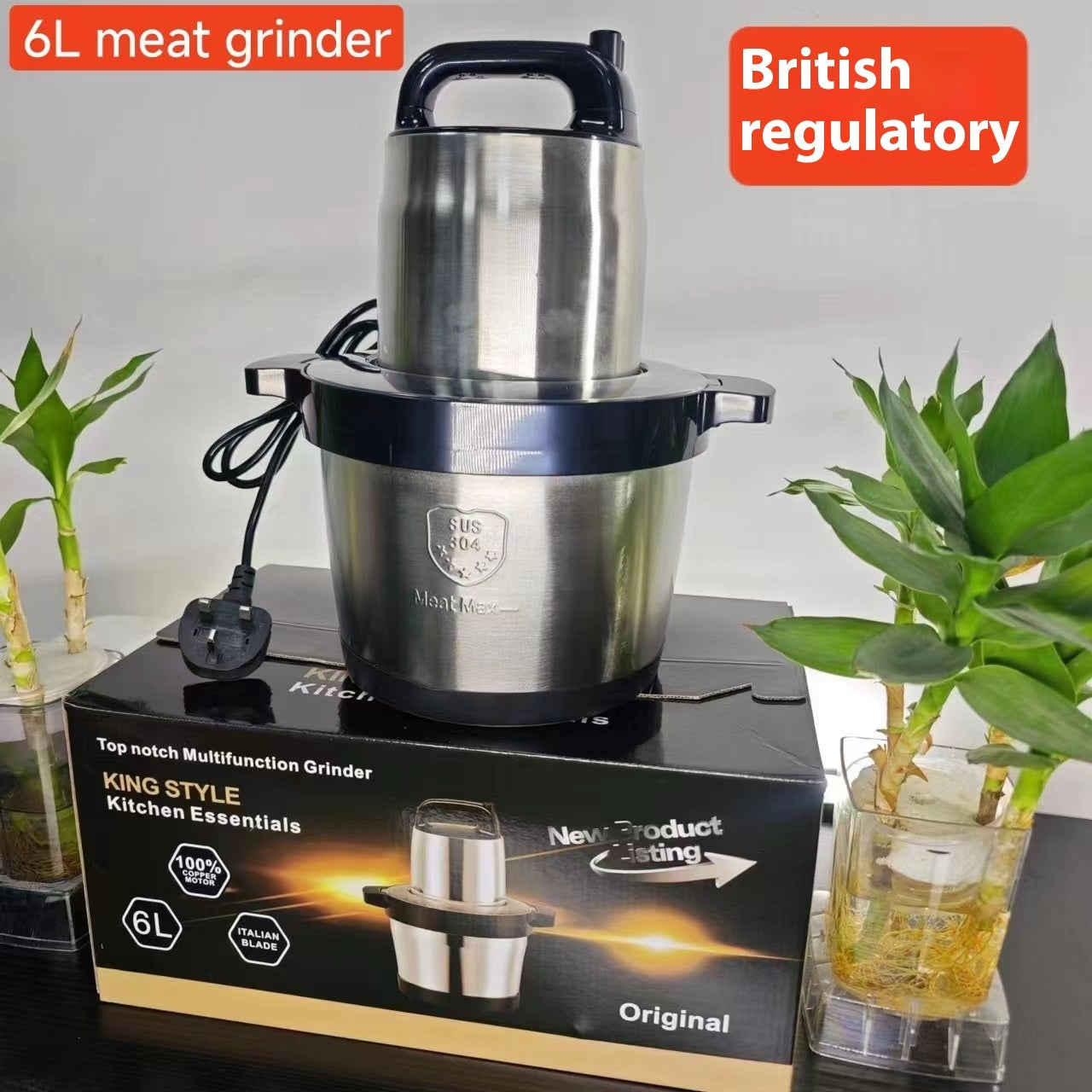 Stainless Steel Electric Meat Grinder & Multi-function Household Food Processor – 2L/3L Large Capacity