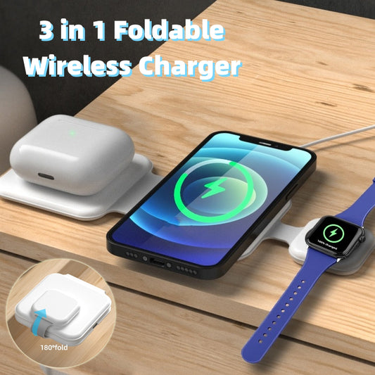 3-in-1 Magnetic Foldable Wireless Charger Charging Station Multi-device Folding Cell Phone Wireless Charger Gadgets