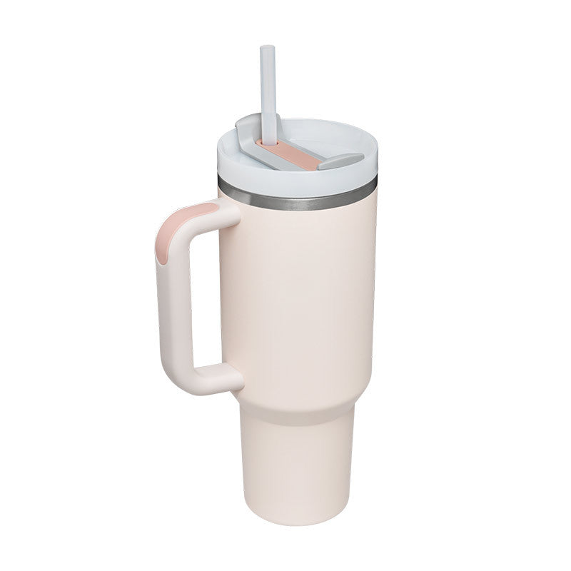 40 Oz Insulated Tumbler with Handle and Straw - Stainless Steel Leak-Proof Travel Mug