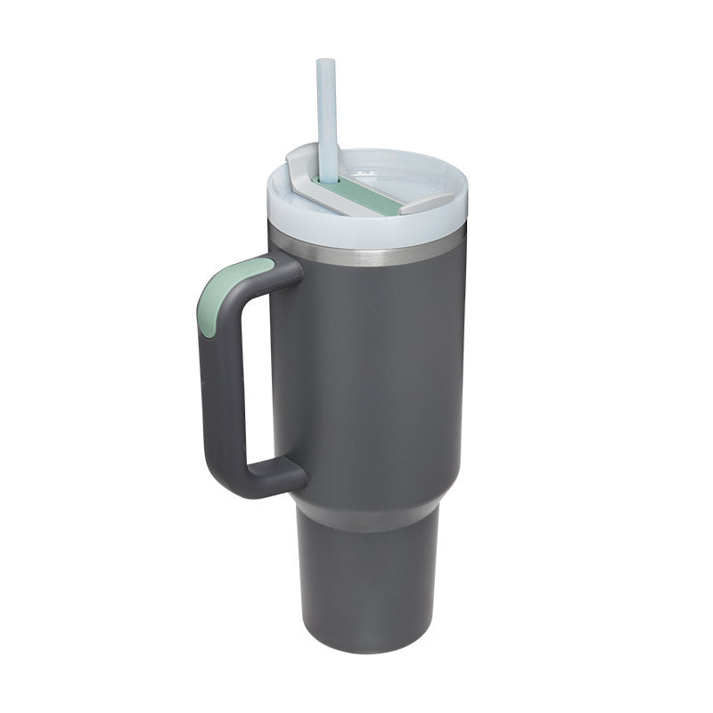 40 Oz Insulated Tumbler with Handle and Straw - Stainless Steel Leak-Proof Travel Mug