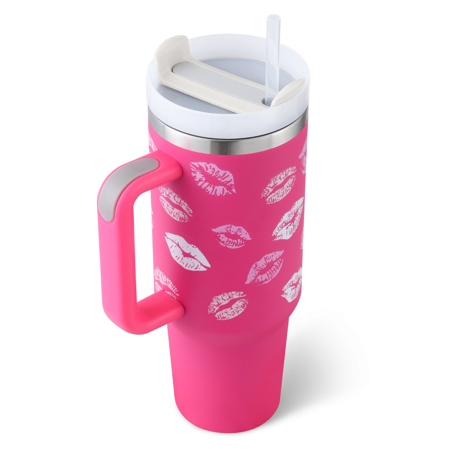 40 Oz Insulated Tumbler with Handle and Straw - Stainless Steel Leak-Proof Travel Mug