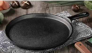 Camping Cast Iron Steak Skillet with Folding Handle - Non-Stick Portable Griddle Pan