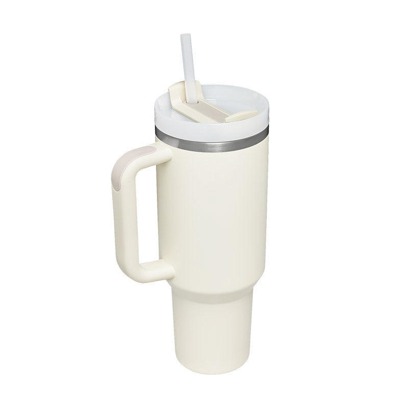 40 Oz Insulated Tumbler with Handle and Straw - Stainless Steel Leak-Proof Travel Mug