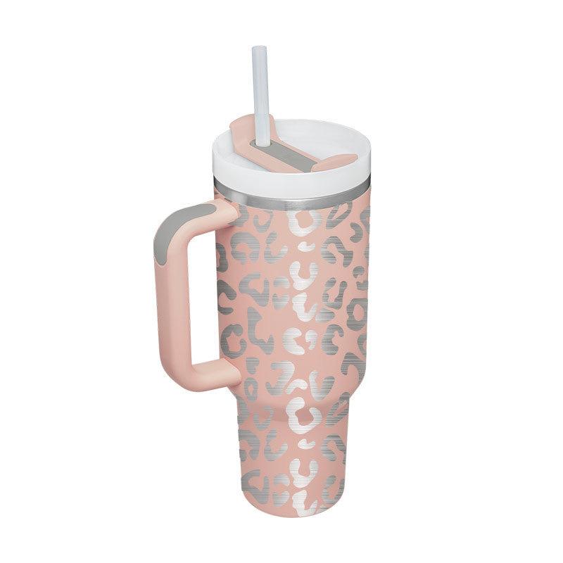 40 Oz Insulated Tumbler with Handle and Straw - Stainless Steel Leak-Proof Travel Mug