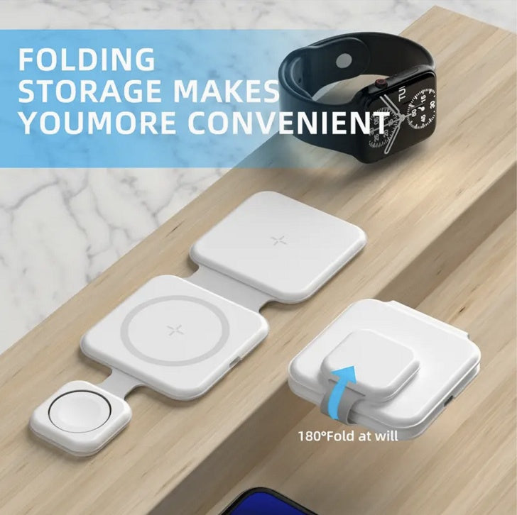 3-in-1 Magnetic Foldable Wireless Charger Charging Station Multi-device Folding Cell Phone Wireless Charger Gadgets