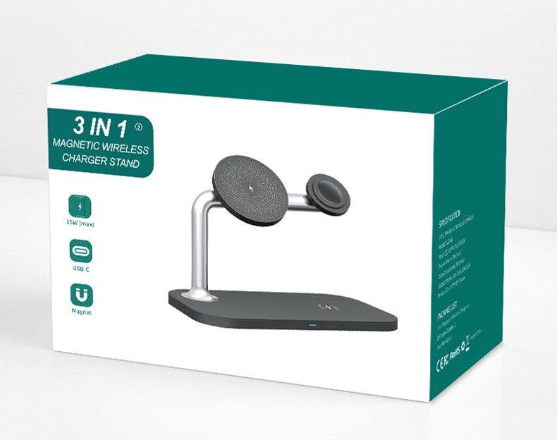 Magnetic 3-in-1 Wireless Charging Station for iPhone, Apple Watch & AirPods – Fast Foldable Charging Dock