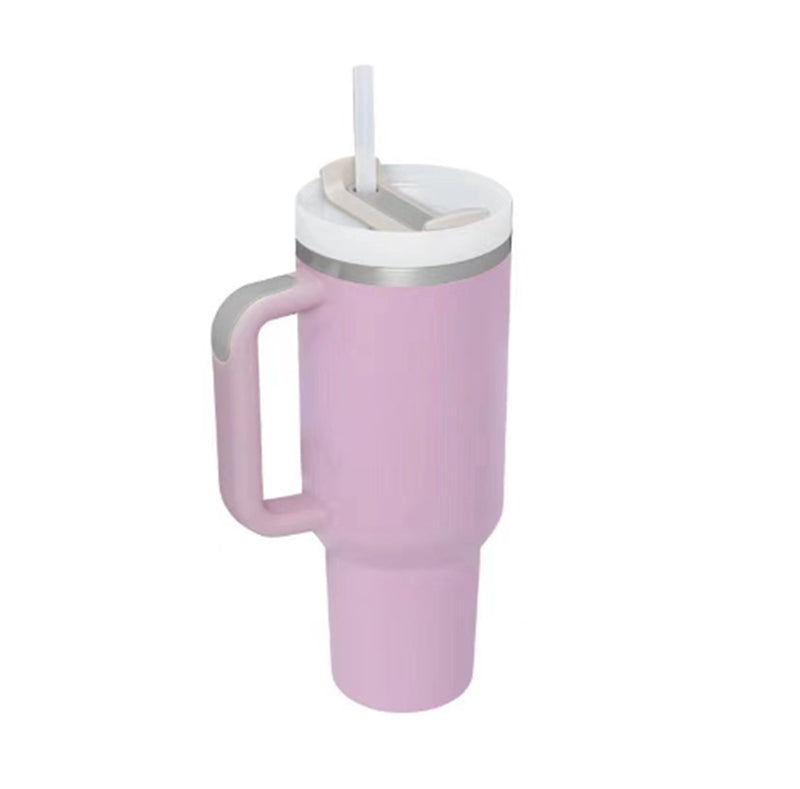 40 Oz Insulated Tumbler with Handle and Straw - Stainless Steel Leak-Proof Travel Mug