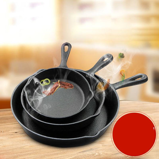 Camping Cast Iron Steak Skillet with Folding Handle - Non-Stick Portable Griddle Pan