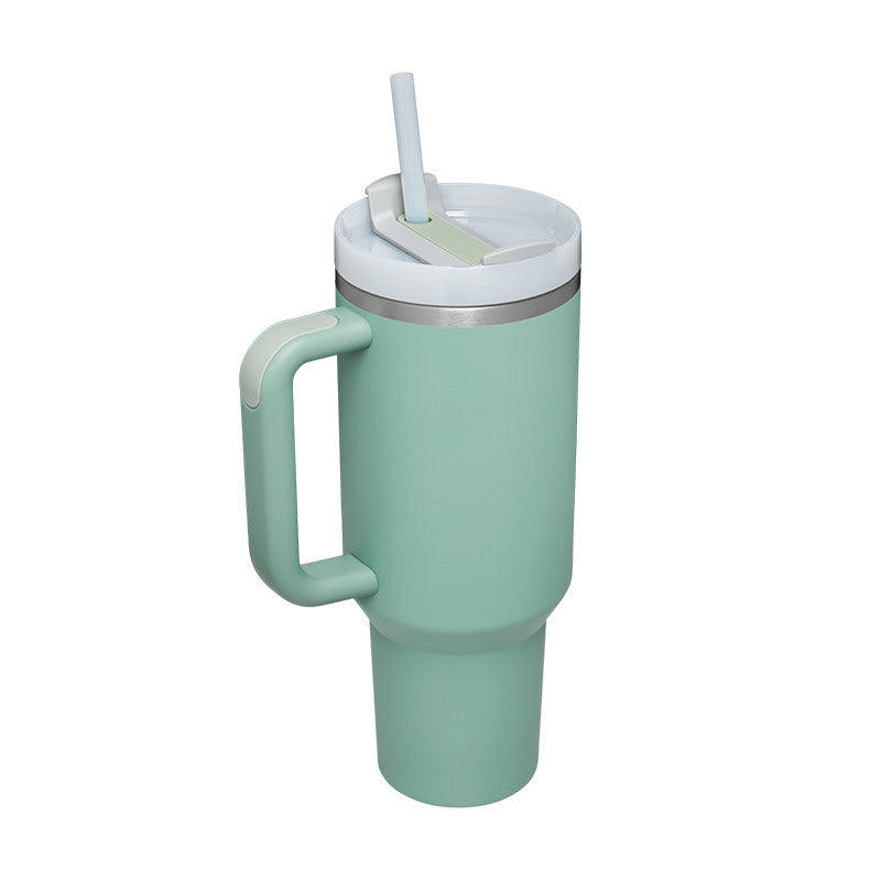 40 Oz Insulated Tumbler with Handle and Straw - Stainless Steel Leak-Proof Travel Mug