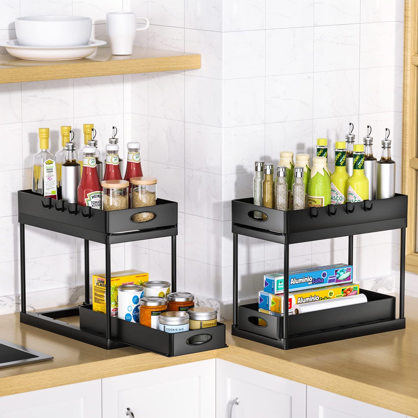 Dual Sliding Under Sink Organizer – Adjustable Cabinet Storage Rack for Kitchen & Bathroom