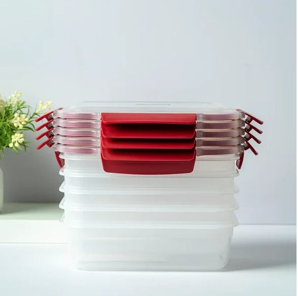 5-Pack Stackable Food Storage Containers - Airtight & Leakproof Set with Snap-Lock Lids for Meal Prep and Pantry