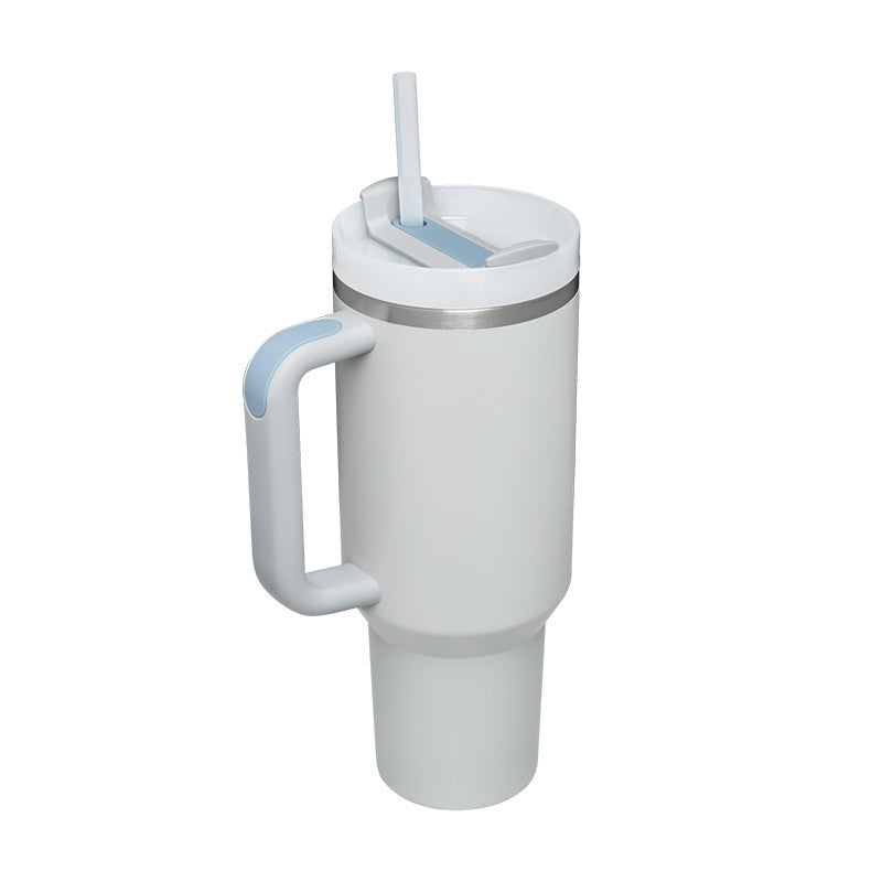 40 Oz Insulated Tumbler with Handle and Straw - Stainless Steel Leak-Proof Travel Mug