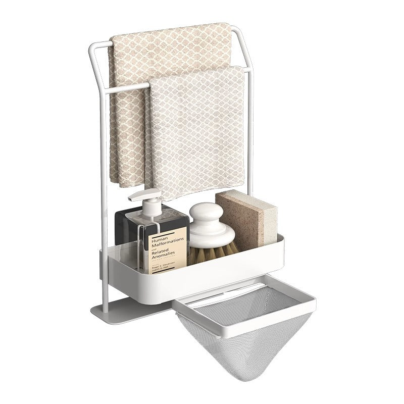 Rag Draining Kitchen Storage Rack - Multi-Purpose Sink Caddy, Sponge Holder, and Dishcloth Drying Organizer