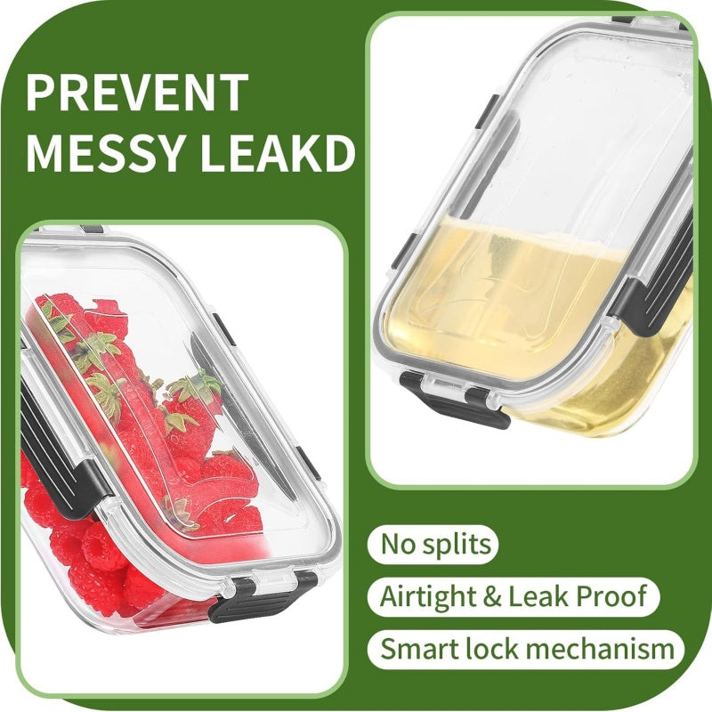 5-Piece Glass Food Storage Containers with Airtight Lids - Leak-Proof Glass Meal Prep Set for Kitchen & Fridge