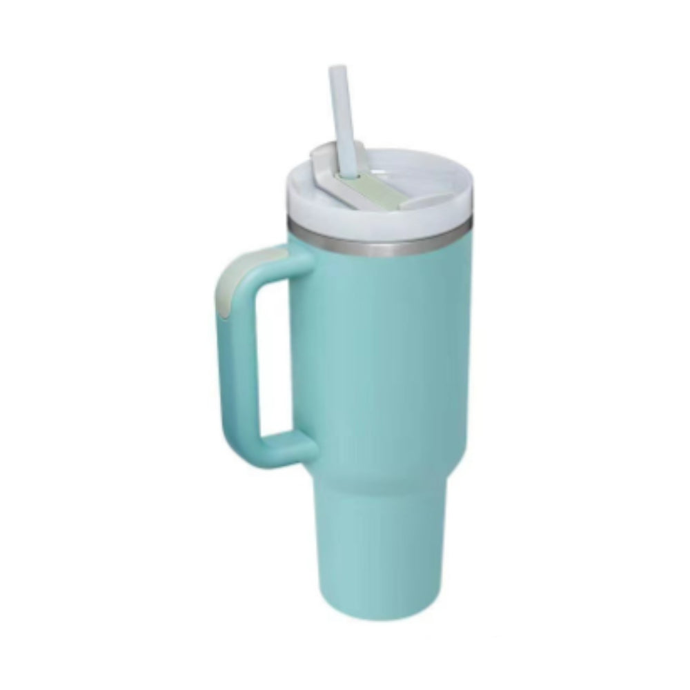 40 Oz Insulated Tumbler with Handle and Straw - Stainless Steel Leak-Proof Travel Mug