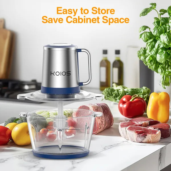KOIOS Electric Food Chopper & Processor – 2L Glass Bowl Meat Grinder for Vegetables, Fruits & Nuts
