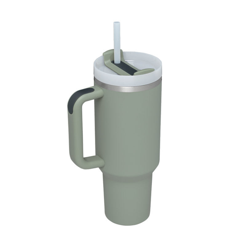 40 Oz Insulated Tumbler with Handle and Straw - Stainless Steel Leak-Proof Travel Mug
