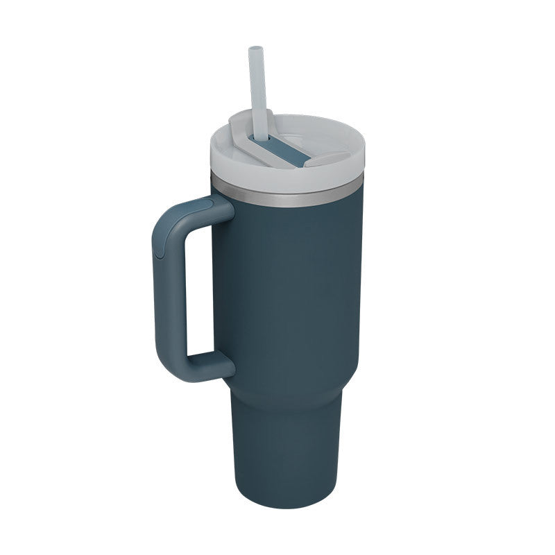 40 Oz Insulated Tumbler with Handle and Straw - Stainless Steel Leak-Proof Travel Mug